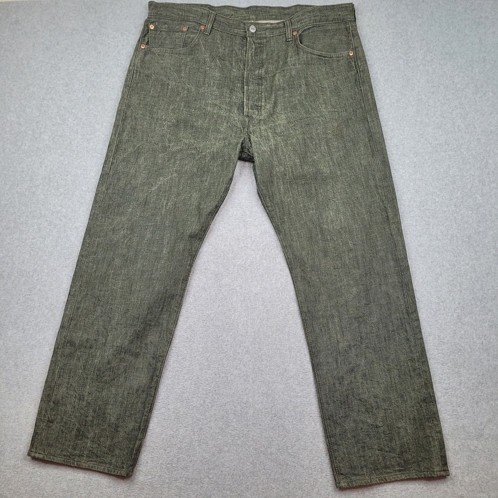 Levi's 501 White Oak Cone Denim Jeans Mens 40x32 Green Straight Leg 00501-2129 - Picture 2 of 8